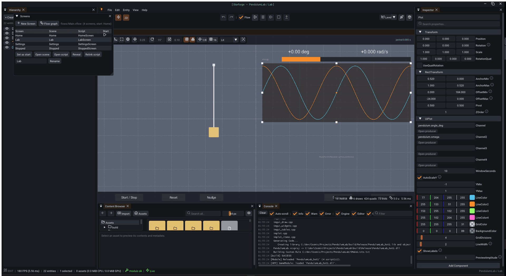 Arranging the Lab screen with the rect gizmo in Starforge