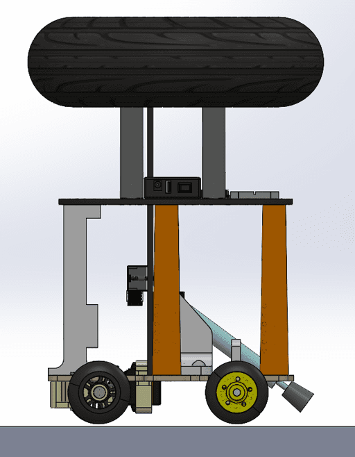 SolidWorks CAD side profile of the pneumatic rover