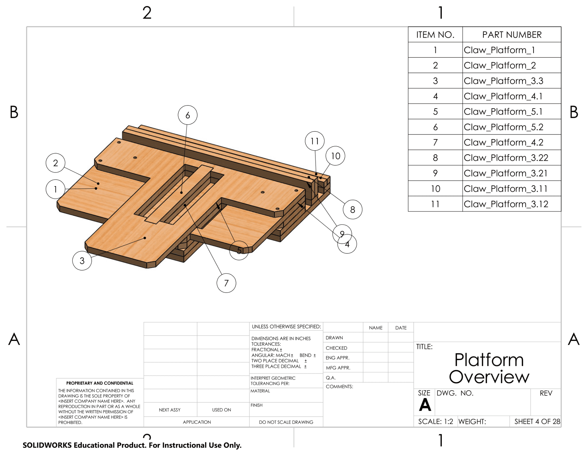 Claw platform overview diagram with numbered parts