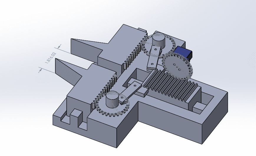 Claw subassembly CAD render