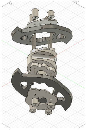 Exploded weapon assembly, isometric