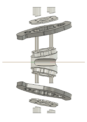 Exploded weapon assembly, front