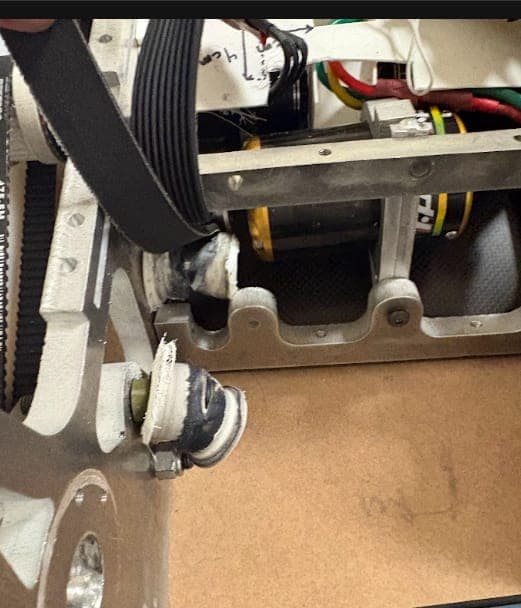 Drive belt and idler area during assembly