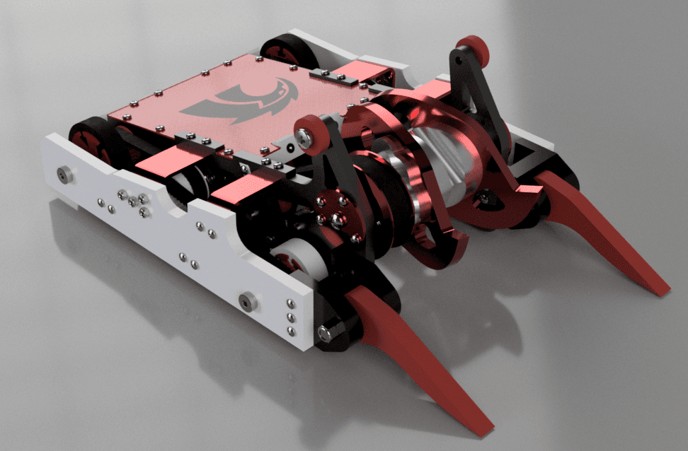 Shear Force CAD render, white with a black rail
