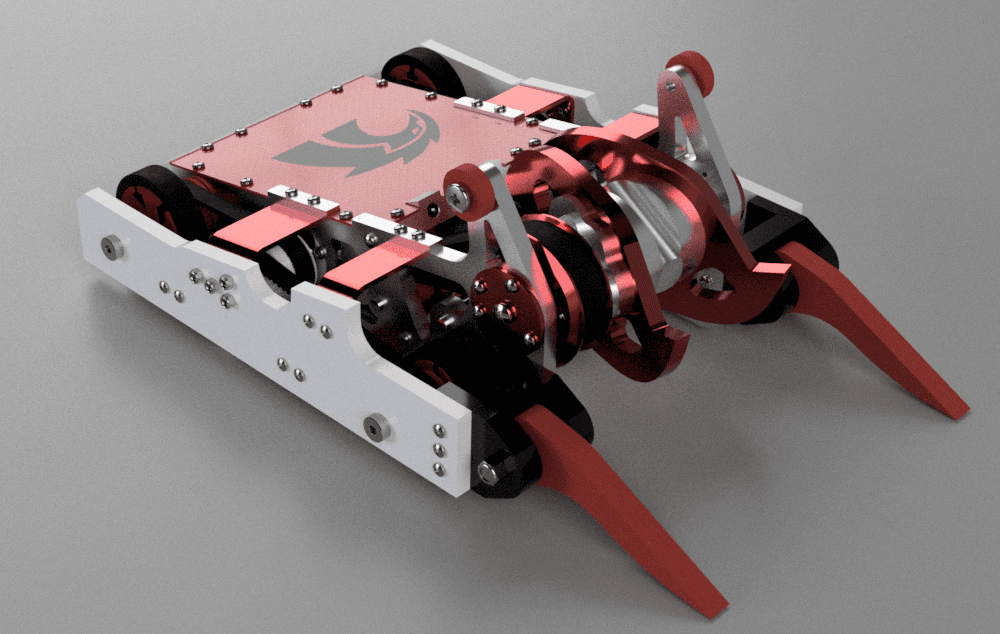 Shear Force CAD render, white with a silver rail